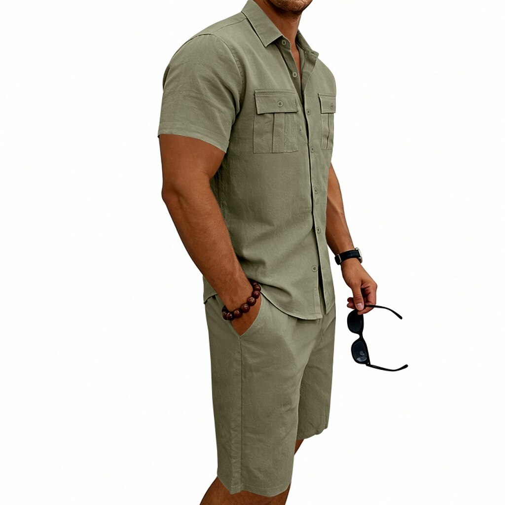 Men's Linen Shirt & Shorts Set