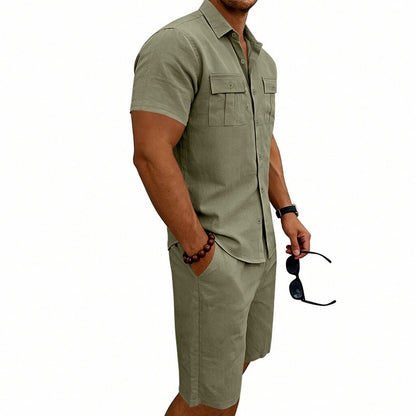 Men's Linen Shirt & Shorts Set