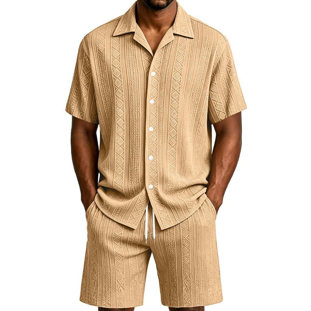Men's Jacquard Shirt & Shorts Set