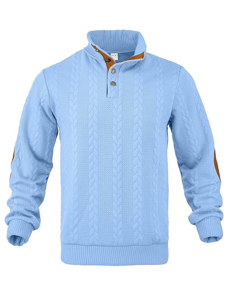 Jacquard Button Up Textured Sweatshirt