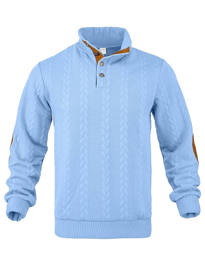 Jacquard Button Up Textured Sweatshirt