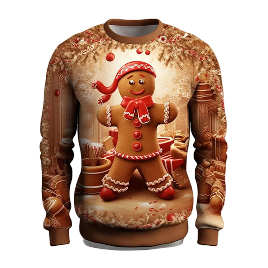 Christmas Gingerbread Man Holiday Graphic Sweatshirt