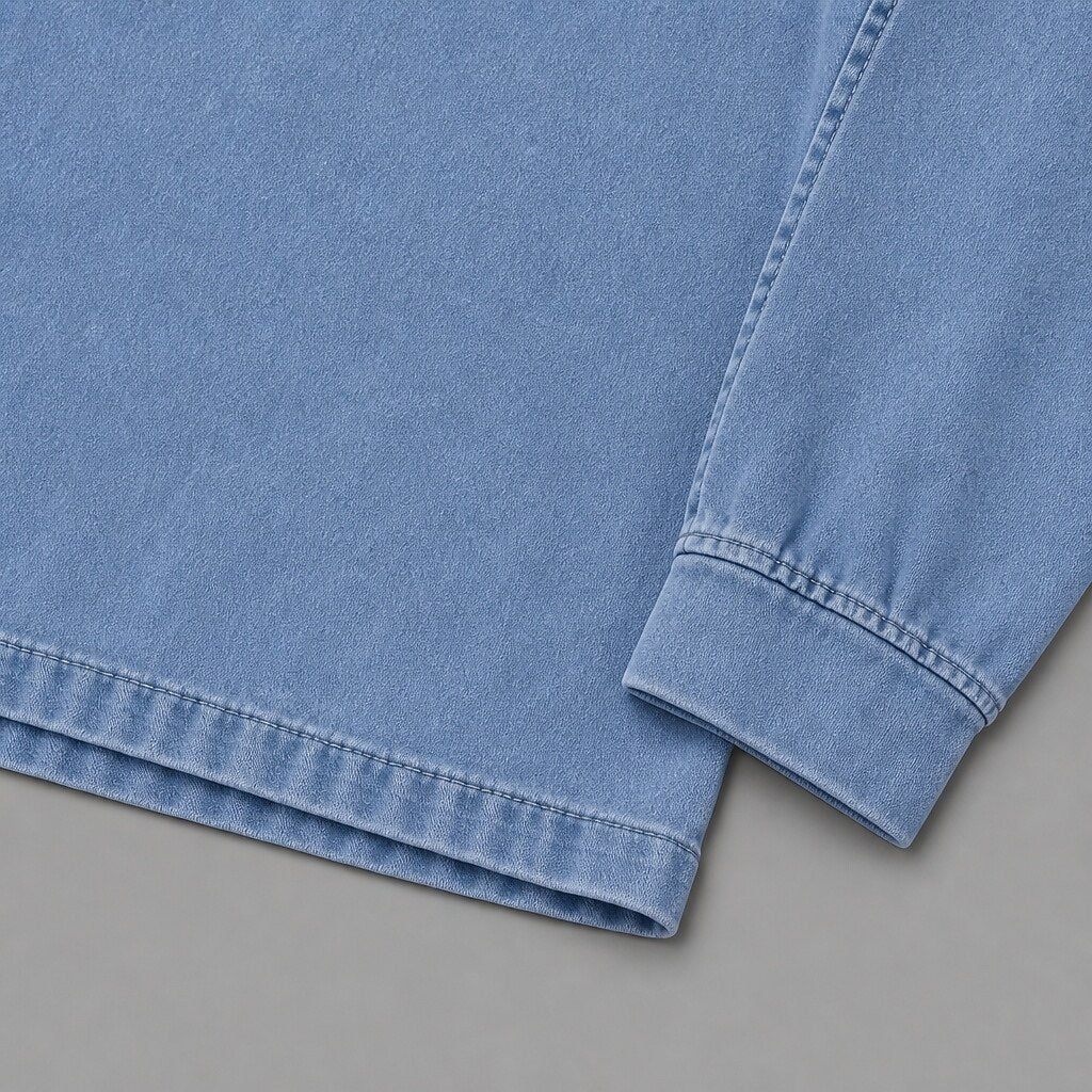 Washed Cotton Quarter Zip Henley Shirt