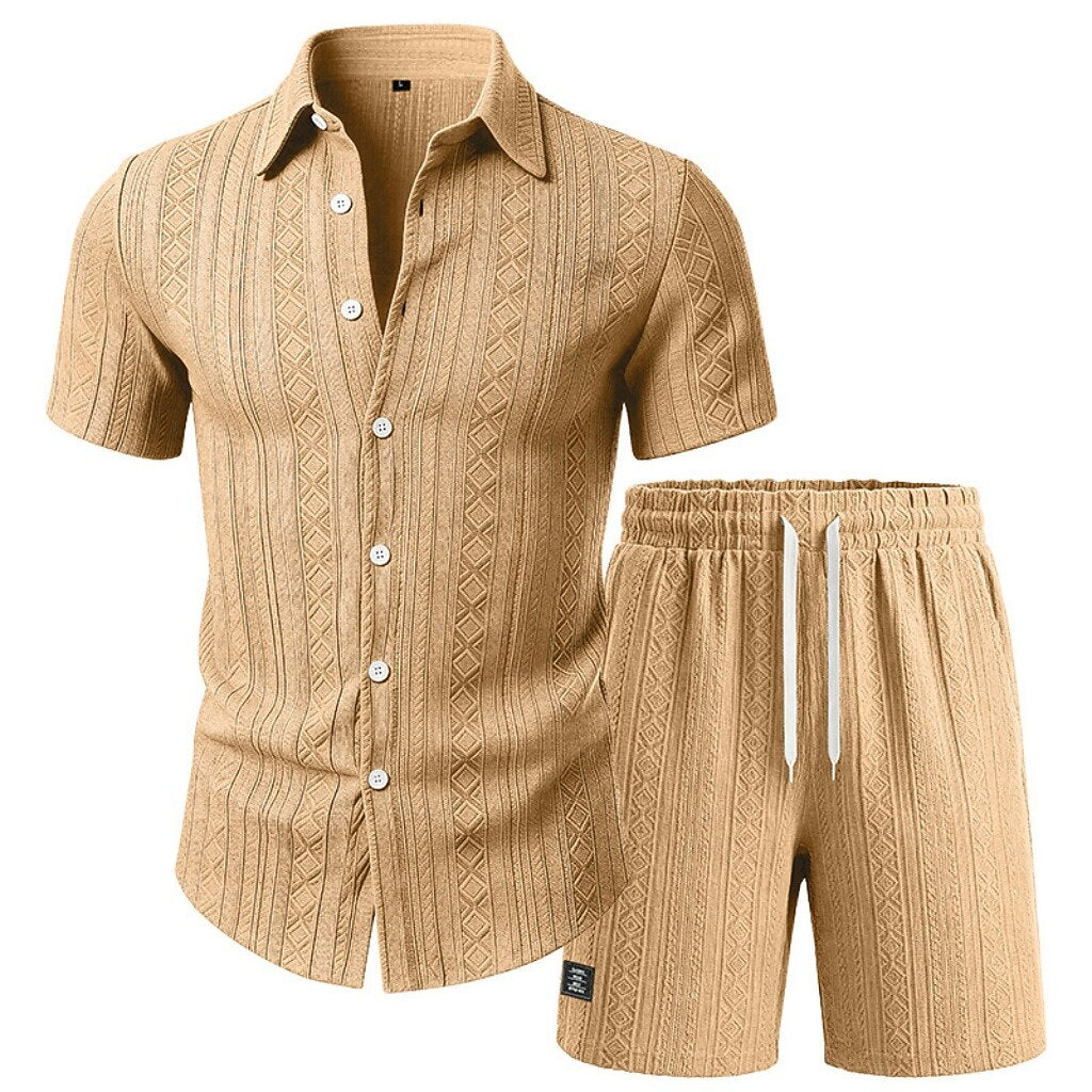 Men's Jacquard Shirt & Shorts Set