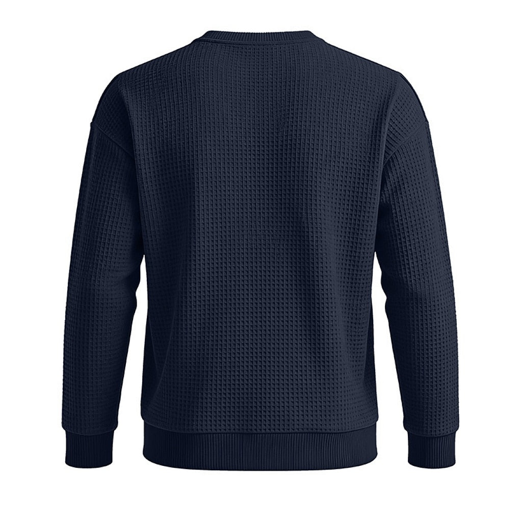 Classic Waffle Knit Crew Neck Sweatshirt