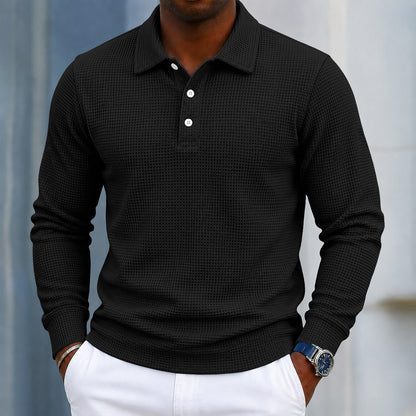 Casual Textured Waffle Polo Shirt