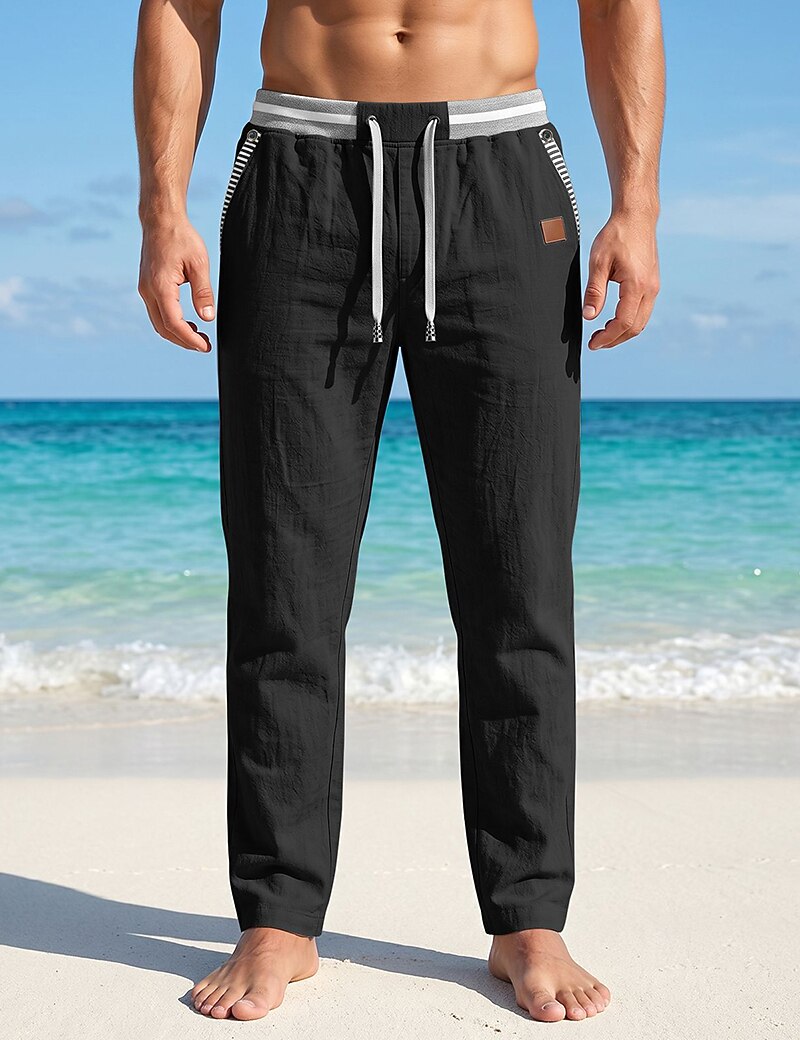 Lightweight Linen Pants With Elastic Waist