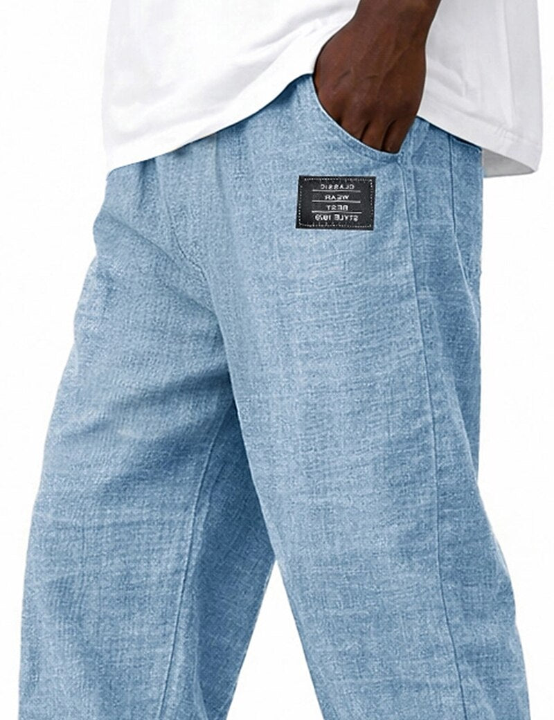 Men's Summer Linen Pants -Elastic Drawstring Waist