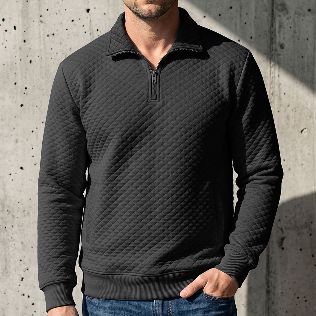 Colorblock Waffle Quarter-Zip Sweatshirt