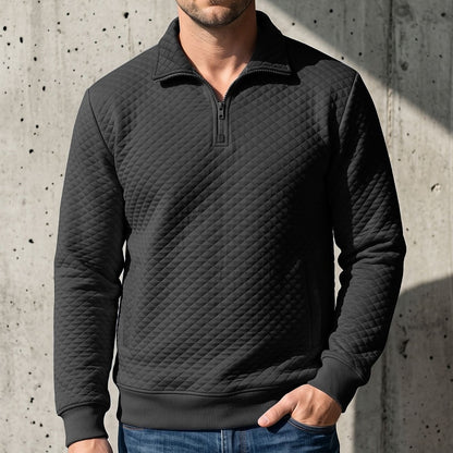 Colorblock Waffle Quarter-Zip Sweatshirt
