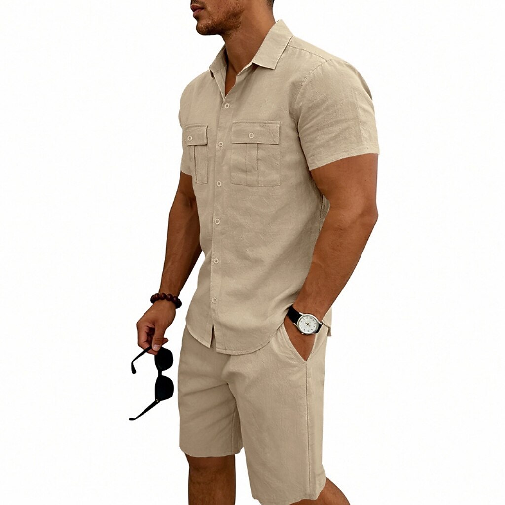 Men's Linen Shirt & Shorts Set