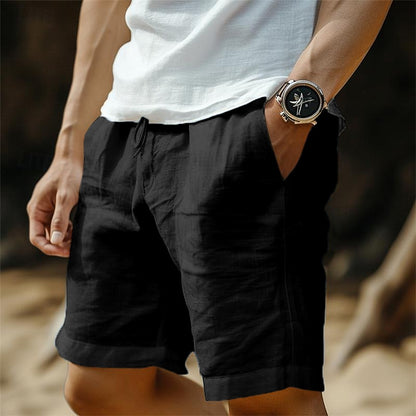 Linen Shorts with Elastic Waist-Perfect for Vacation and Beach