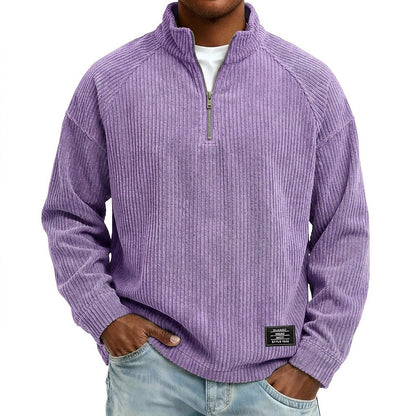 Corduroy Half Zip Mockneck Polo