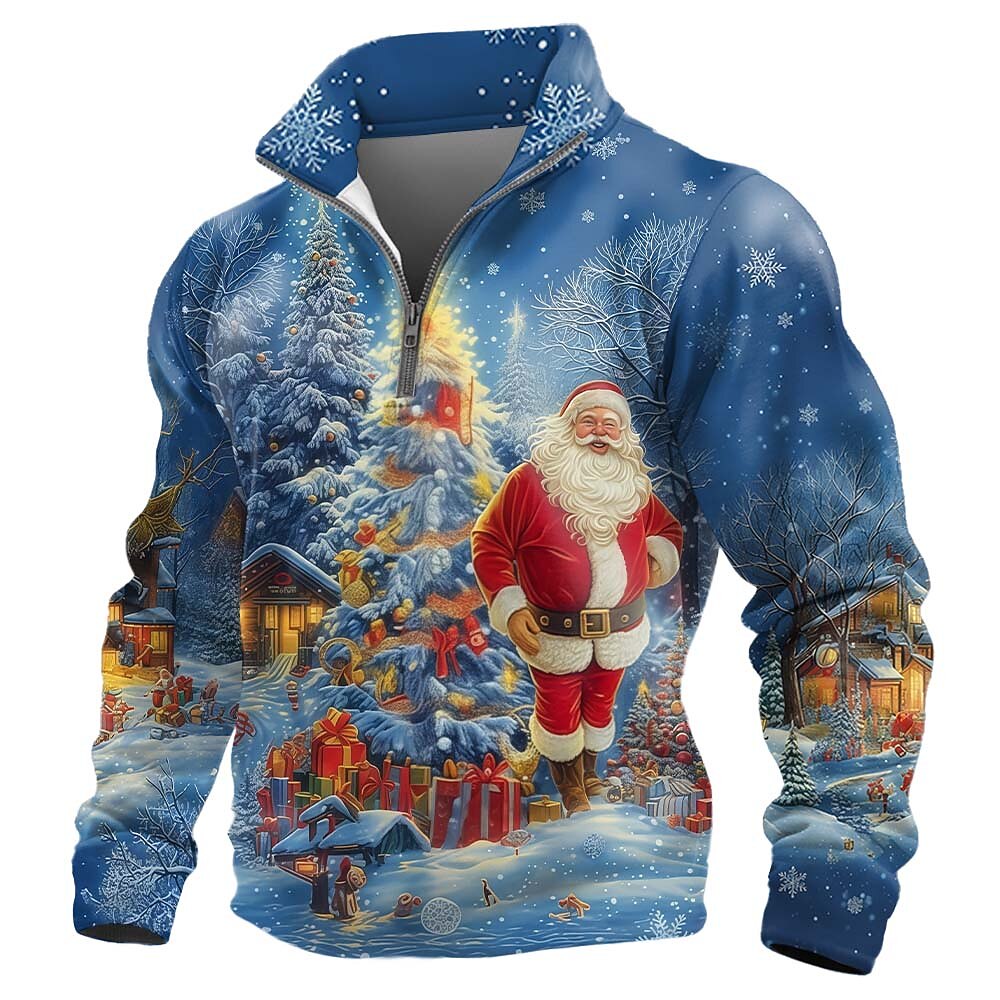 Christmas Santa Claus Winter Zip Sweatshirt