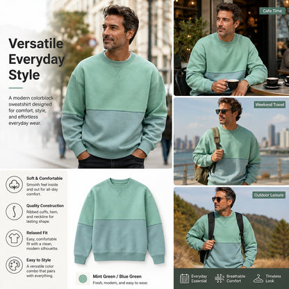 Colorblock Cotton Patchwork Sweatshirt