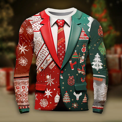 Men's Snowflake Christmas Long Sleeve Shirt