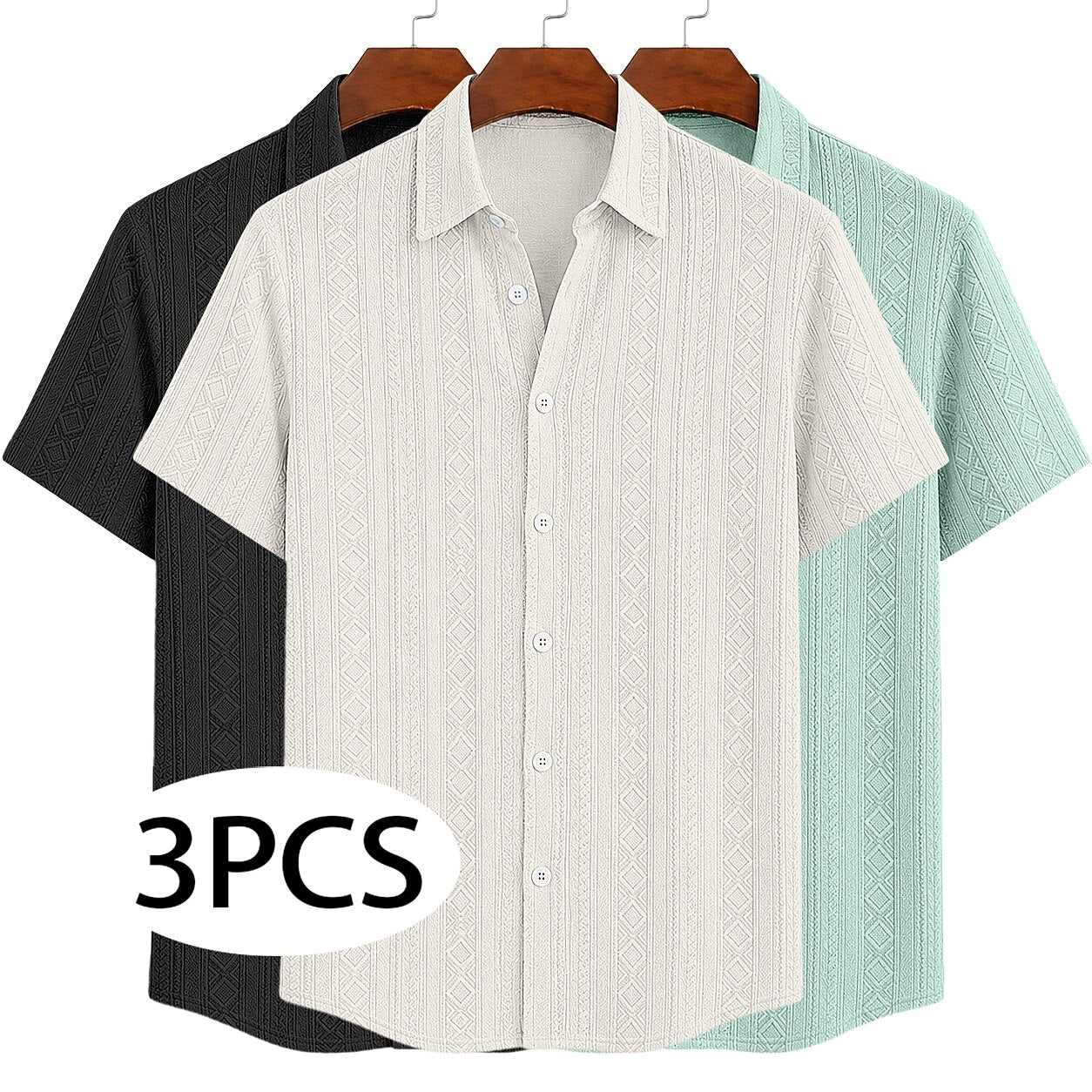 3-Pack Men's Textured Jacquard Shirts