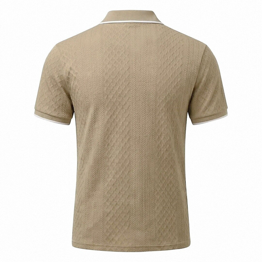 Zipper Textured Waffle Polo