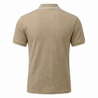 Zipper Textured Waffle Polo