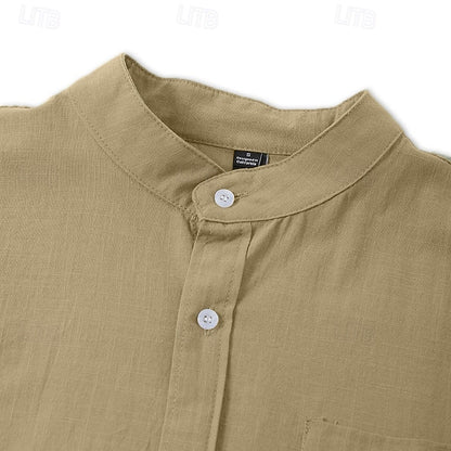 Cotton Linen Shirt-Button Up with Pocket