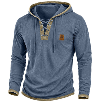Vintage Colorblock 100% Cotton Hooded Pullover
