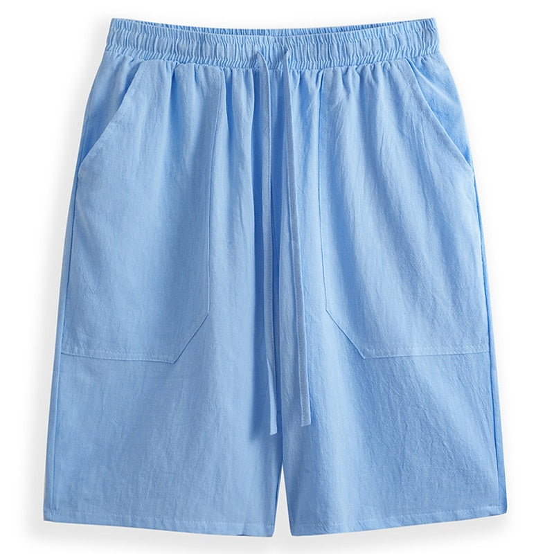 Linen Shorts with Elastic Waist-Perfect for Vacation and Beach