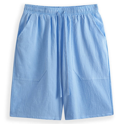 Linen Shorts with Elastic Waist-Perfect for Vacation and Beach