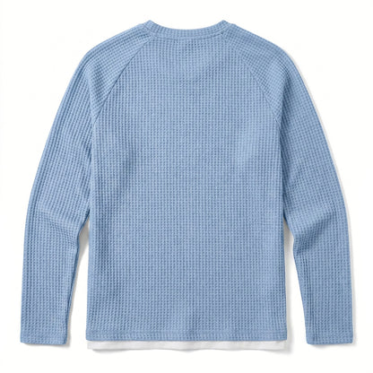 Colorblock V-neck Waffle Henley