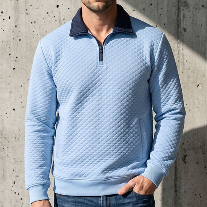 Colorblock Waffle Quarter-Zip Sweatshirt