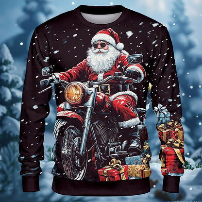 Men's Santa Motorcycle Christmas Graphic Sweatshirt