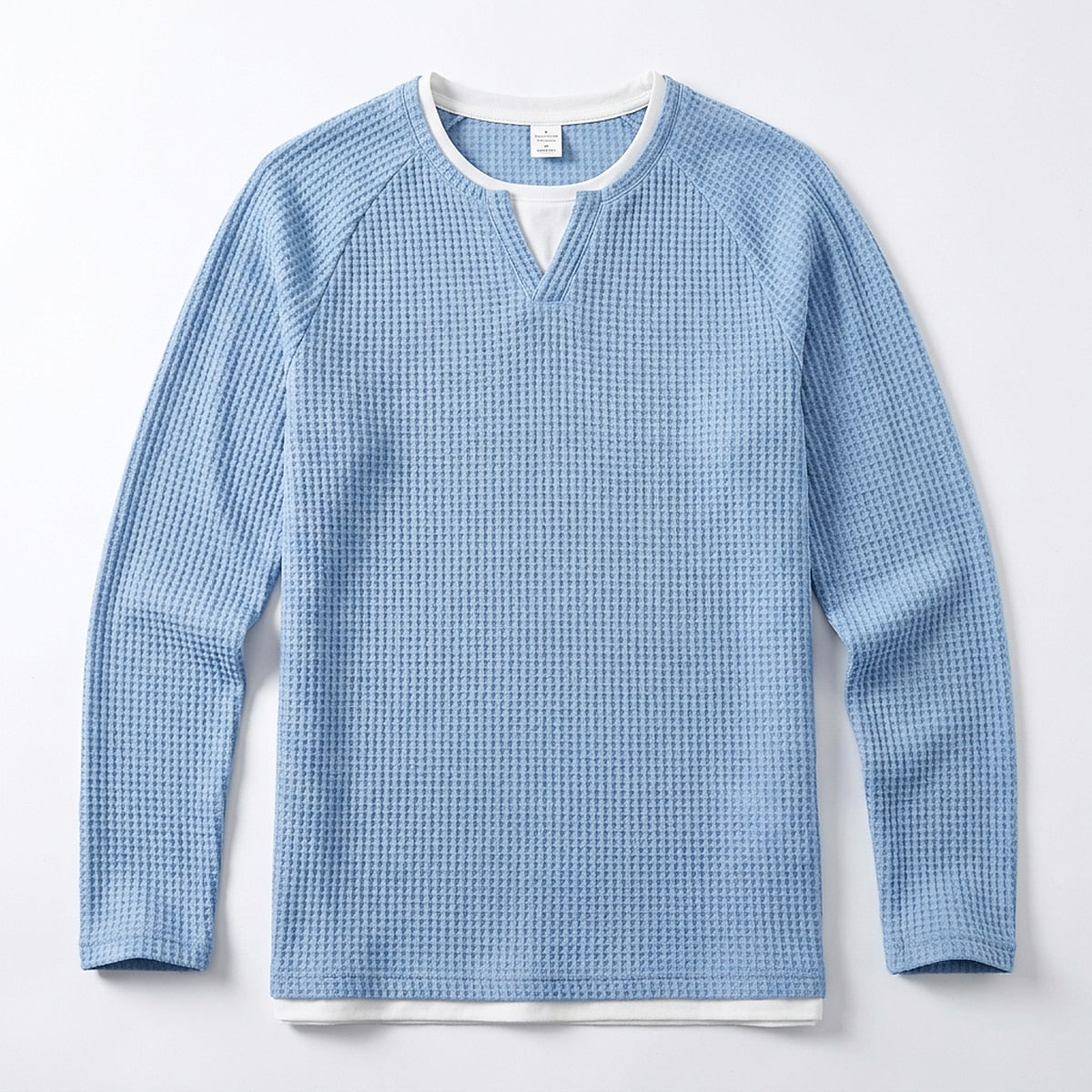Colorblock V-neck Waffle Henley