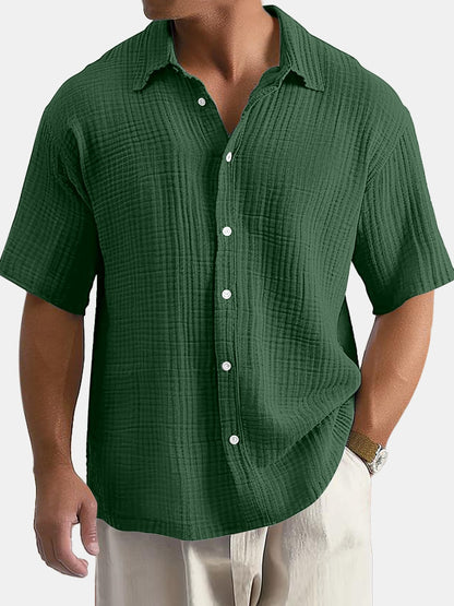 100% Cotton Textured Shirt - Short Sleeve Summer Essential