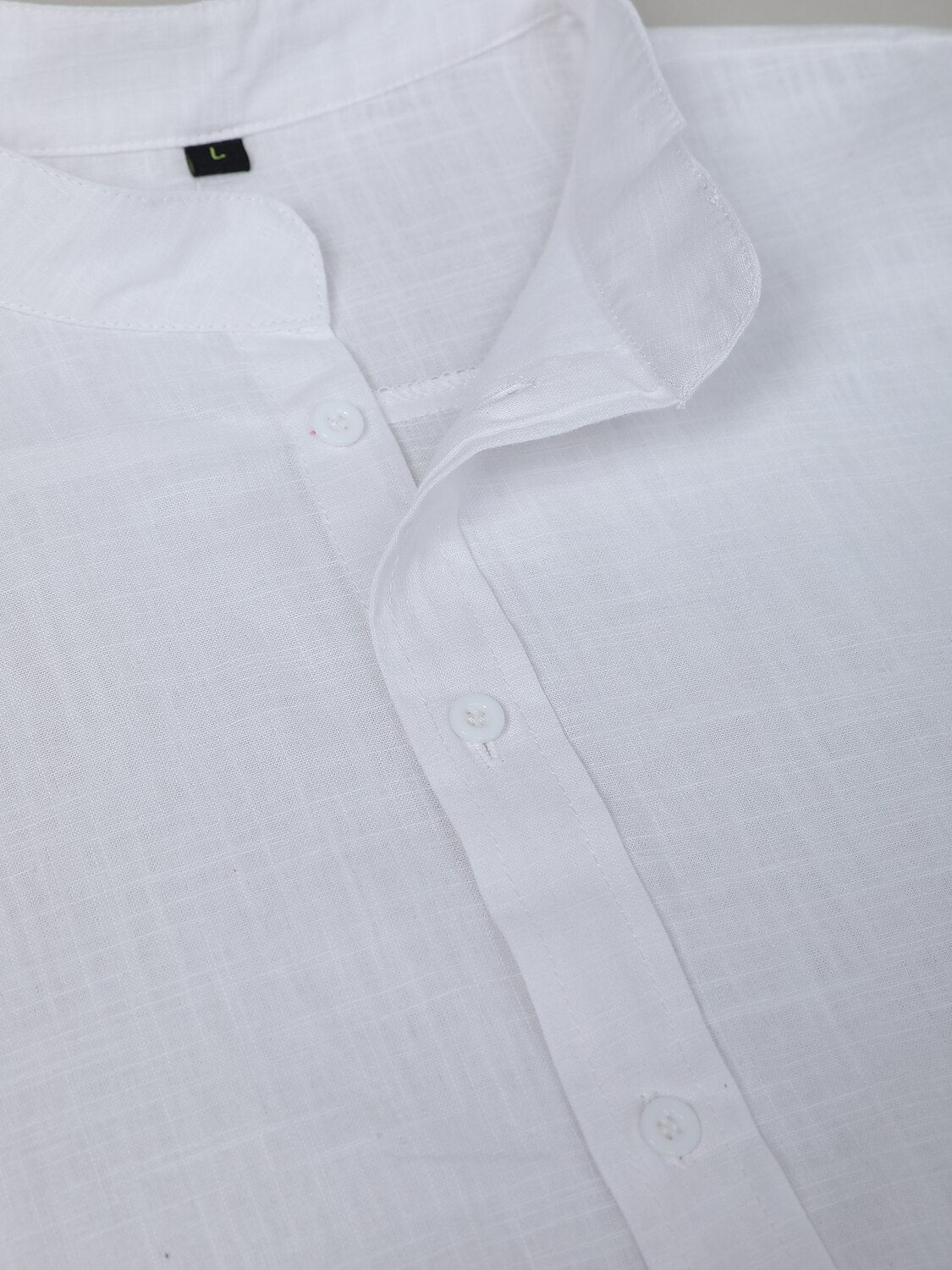 Soft Linen Shirt for Men - Band Collar Short Sleeve