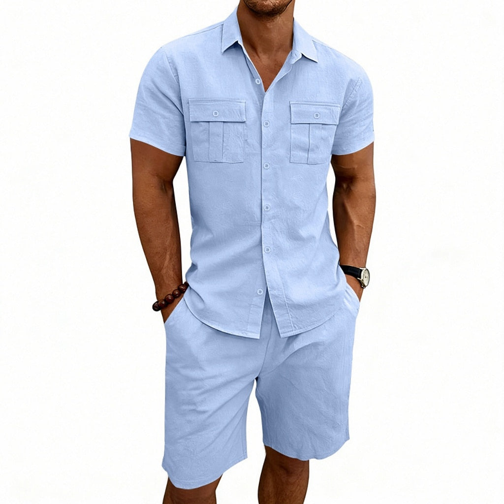 Men's Linen Shirt & Shorts Set