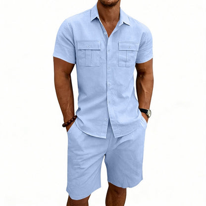 Men's Linen Shirt & Shorts Set