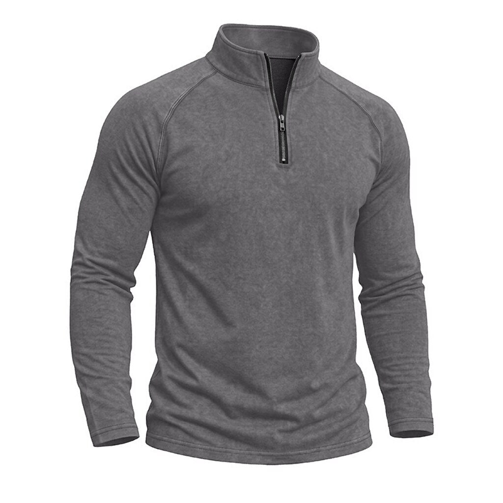 Relaxed Washed Cotton Henley Shirt