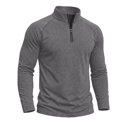 Relaxed Washed Cotton Henley Shirt