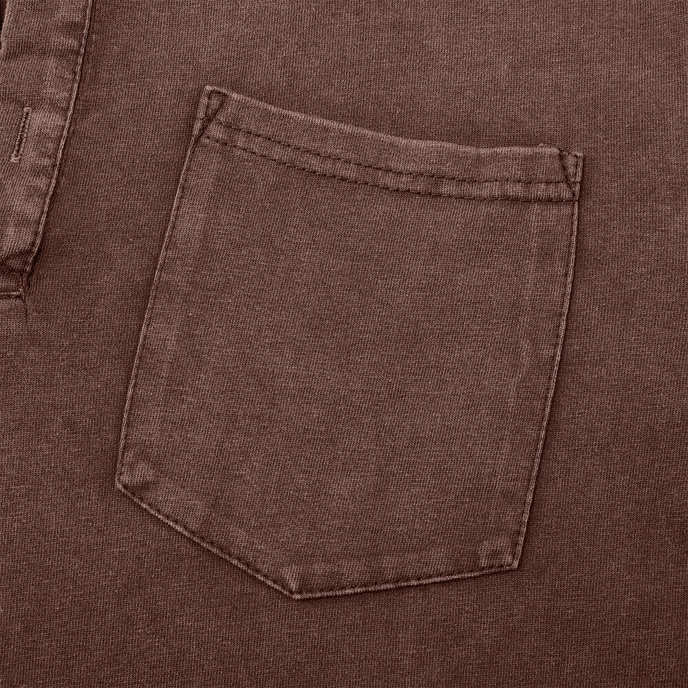 100% Cotton Henley T-Shirt-Vintage Washed Look