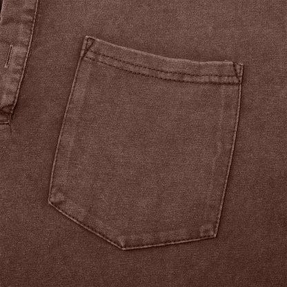 100% Cotton Henley T-Shirt-Vintage Washed Look