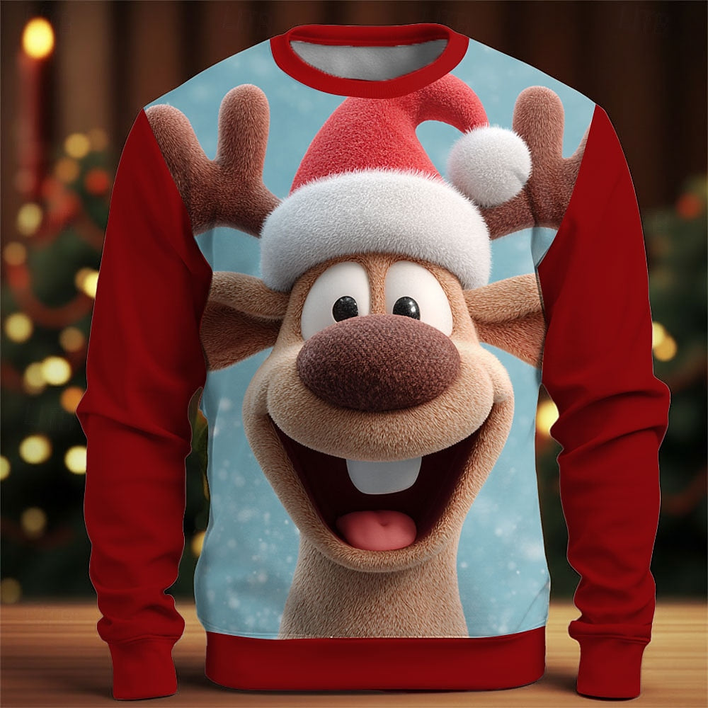 Christmas Elk Festive Party Crewneck Sweatshirt