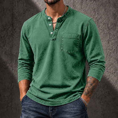 Vintage Washed 100% Cotton Henley Shirt