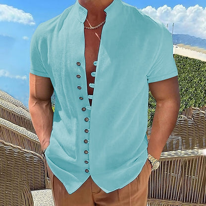 Men's Casual Linen Shirt - Short Sleeve Summer Essential