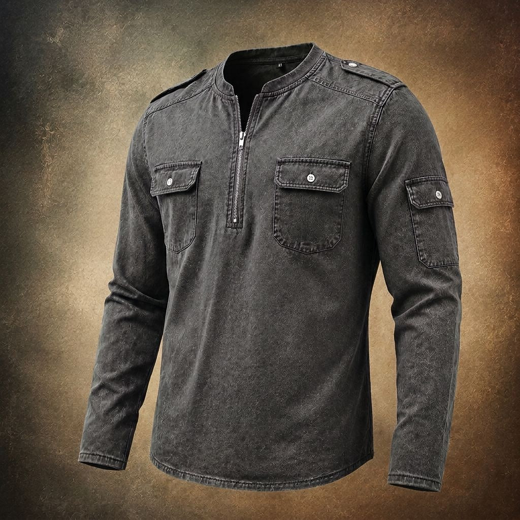 Classic Cotton Long Sleeve Henley Shirt