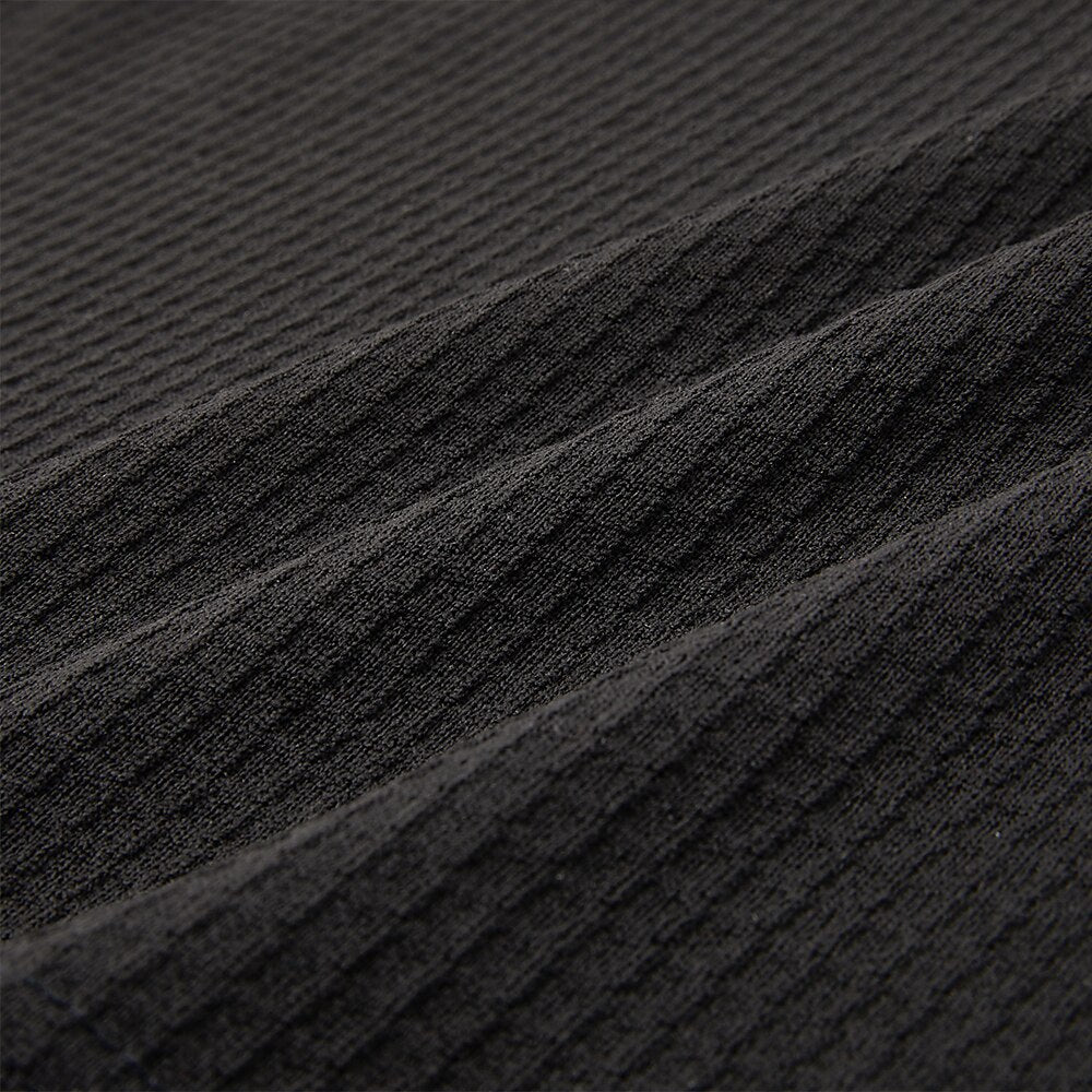Lace Up Neck Hooded Waffle Henley Shirts