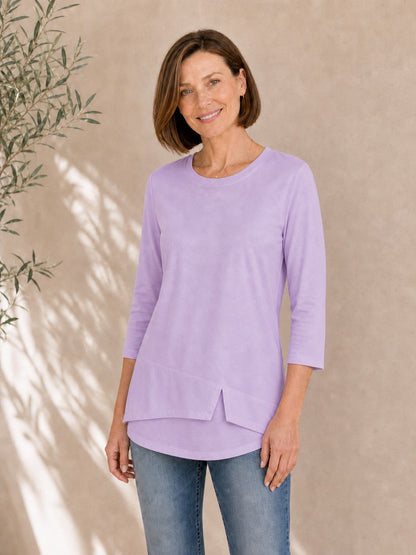 100% Cotton Solid 3/4 Length Sleeve Tee