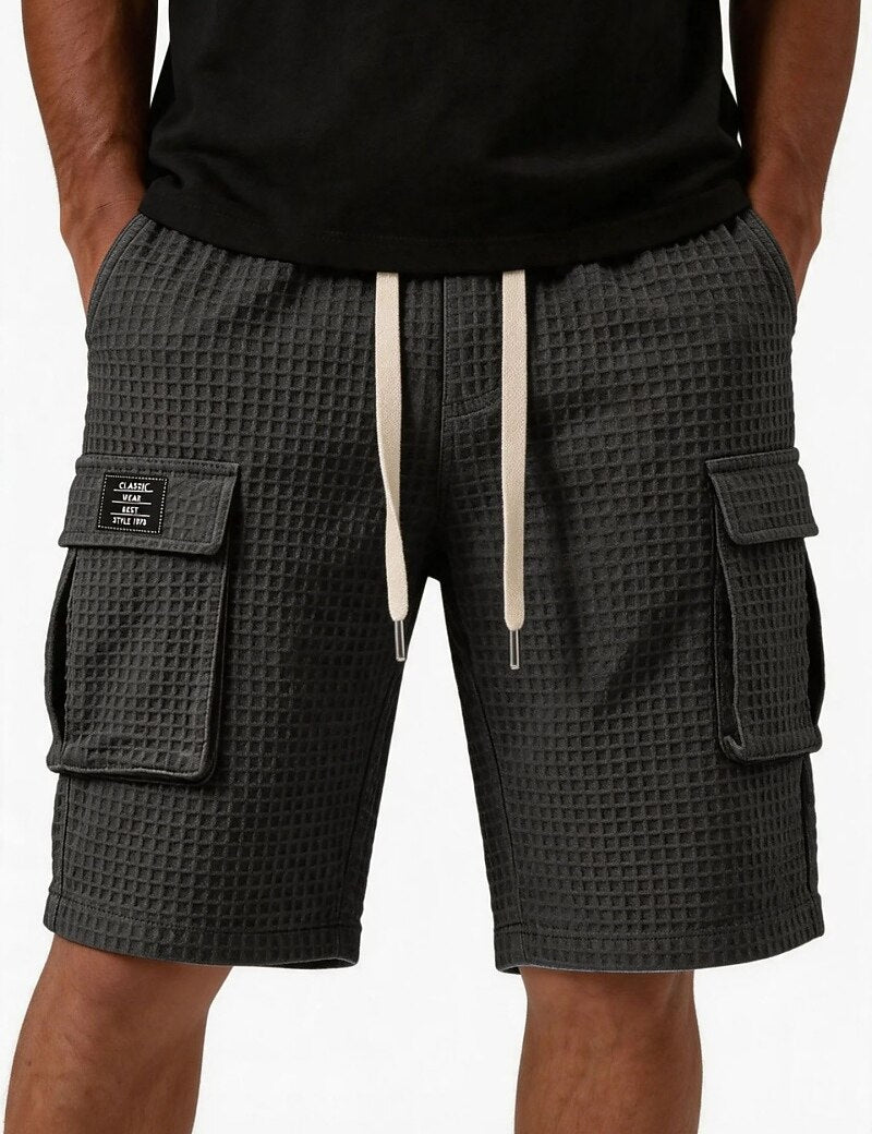 Lightweight Waffle Cargo Shorts With Pocket