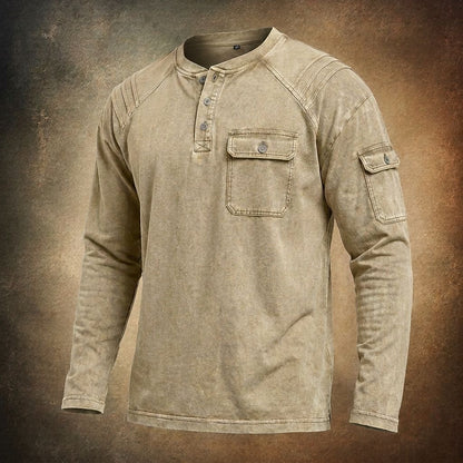 Broken-in 100% Cotton Henley Shirt