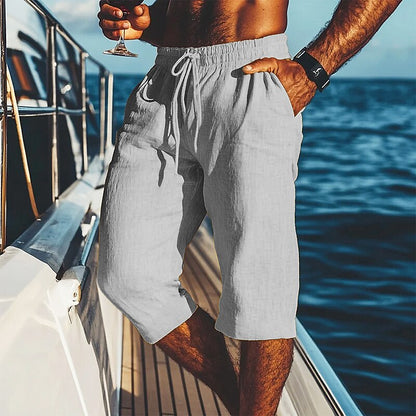 Men's Linen Shorts-Casual Drawstring Shorts for Summer Comfort