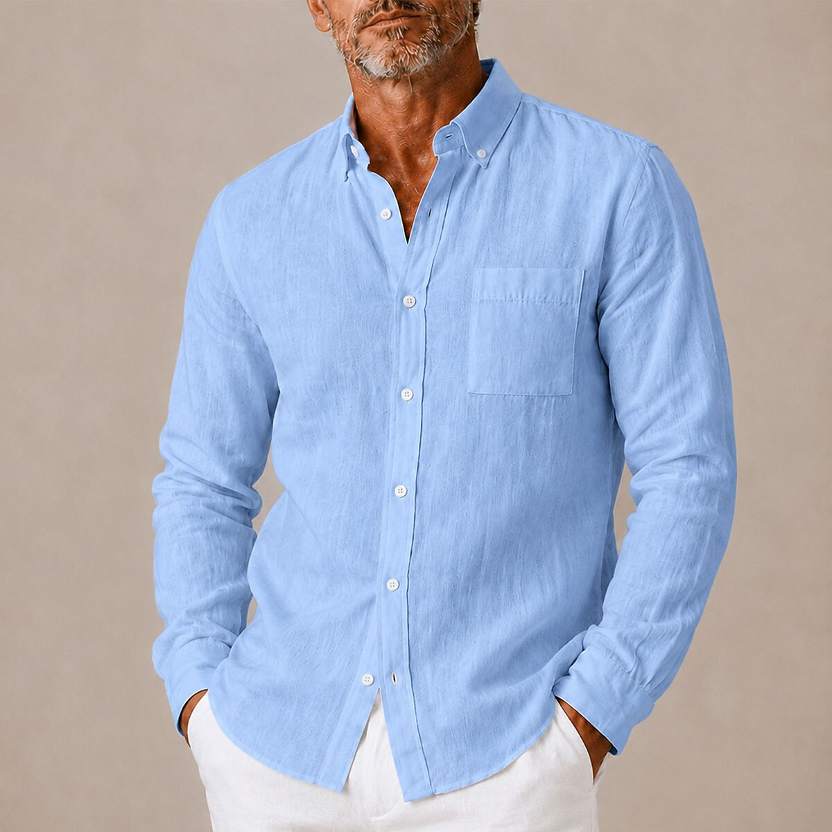 Men's Cotton Linen Shirt - Casual Button-Up for Everyday Comfort