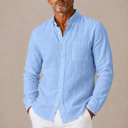 Men's Cotton Linen Shirt - Casual Button-Up for Everyday Comfort